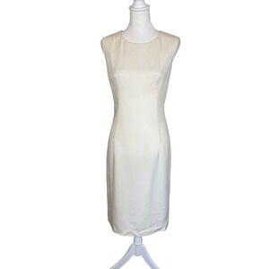 Milly Womens Shift Dress White Cream Sleeveless Exposed Black Zipper Size 6 New